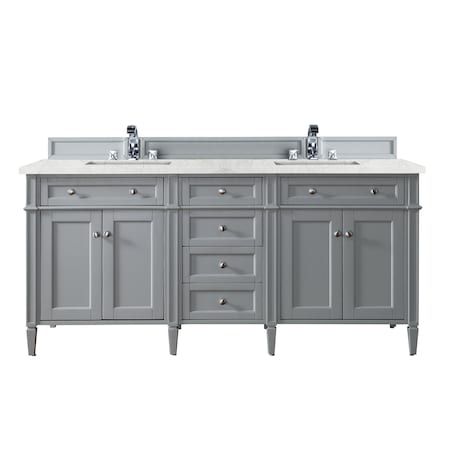 James Martin Vanities Brittany 72in Double Vanity, Urban Gray w/ 3 CM Eternal Jasmine Pearl Quartz Top 650-V72-UGR-3EJP